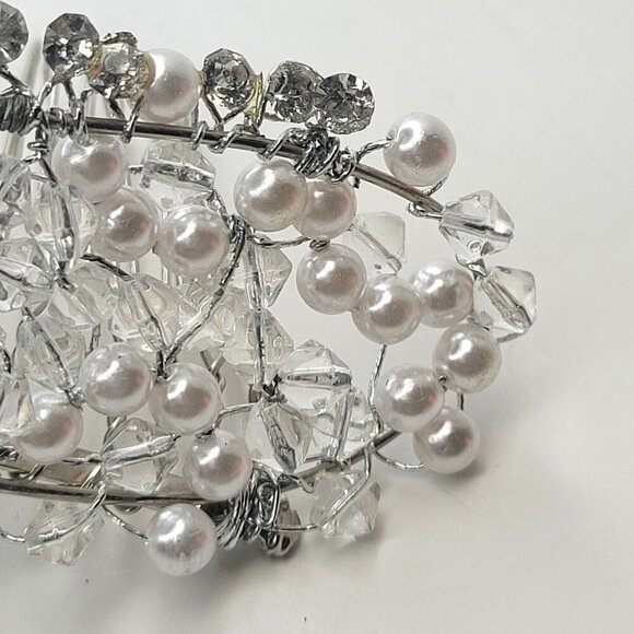 Pearl Tiara Haircomb Pearl and Crystal Hair Accessory - Picture 5 of 11